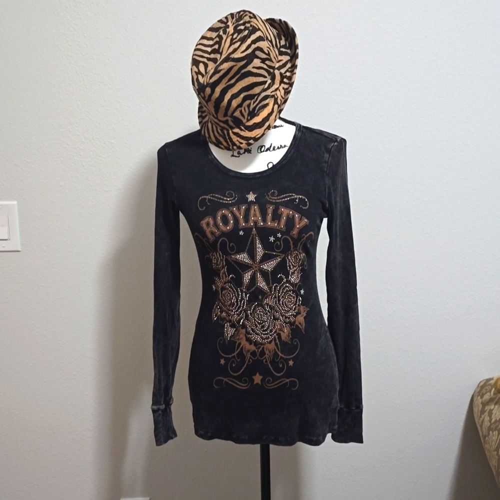 Bling skin tight stretch long sleeve T.